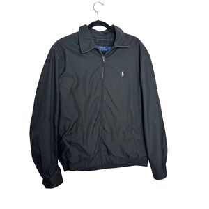 Polo Ralph Lauren Mens Black Harrington Jacket Windbreaker Size L